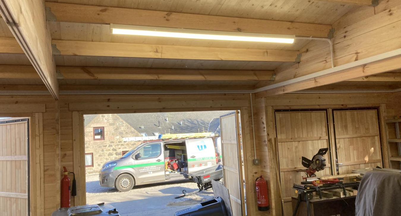 Log cabin electrical installation Hardie Electrical Ellon