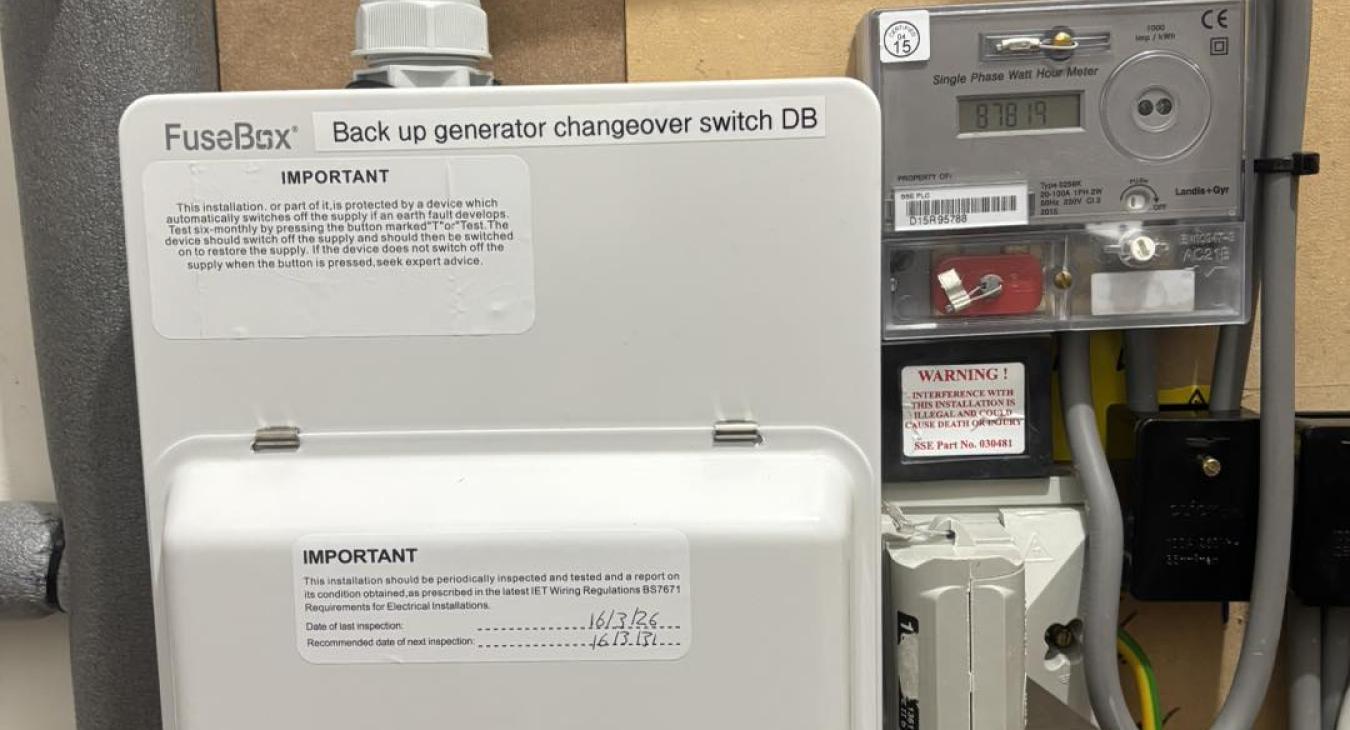Back up generator changeover switch installation in Aberdeenshire